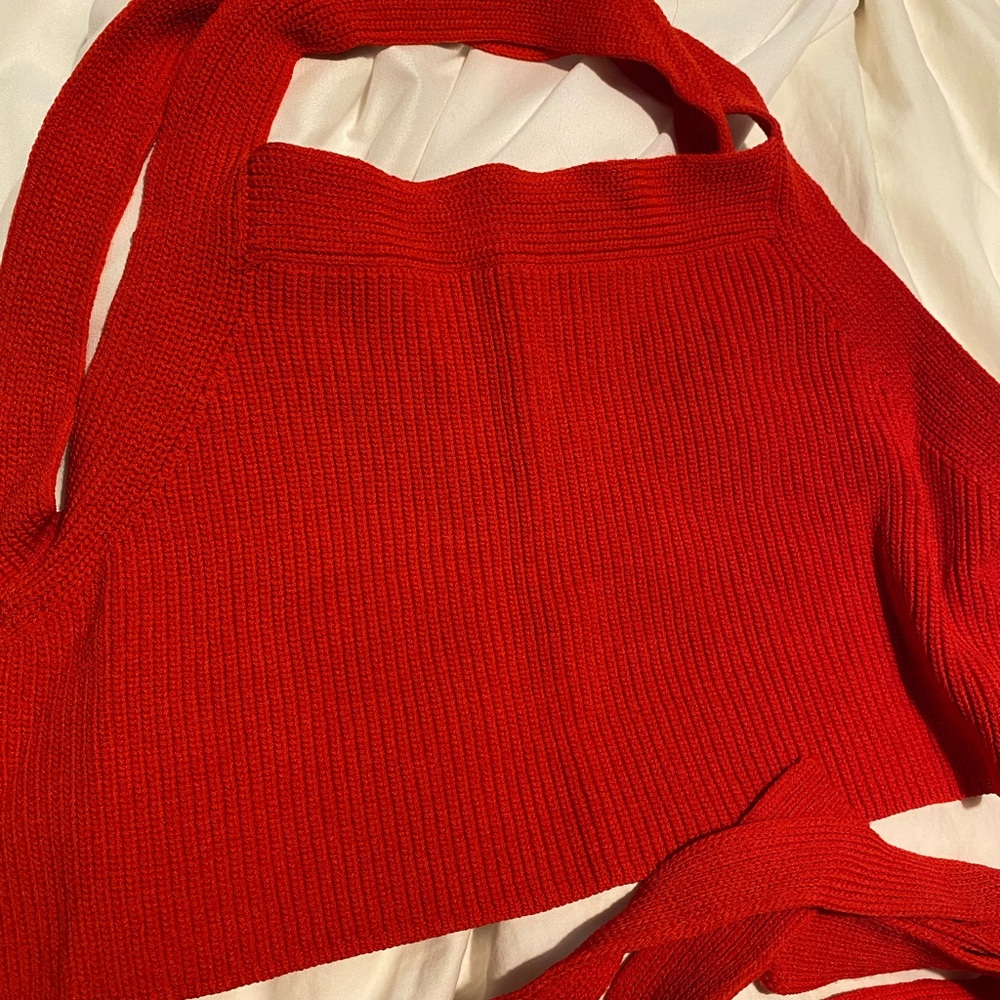 Aritzia Cayenne Red knit crop top - Picture 7 of 10